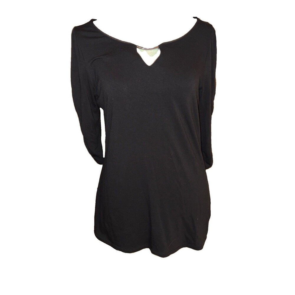 White House Black Market Black Keyhole Blouse Size M